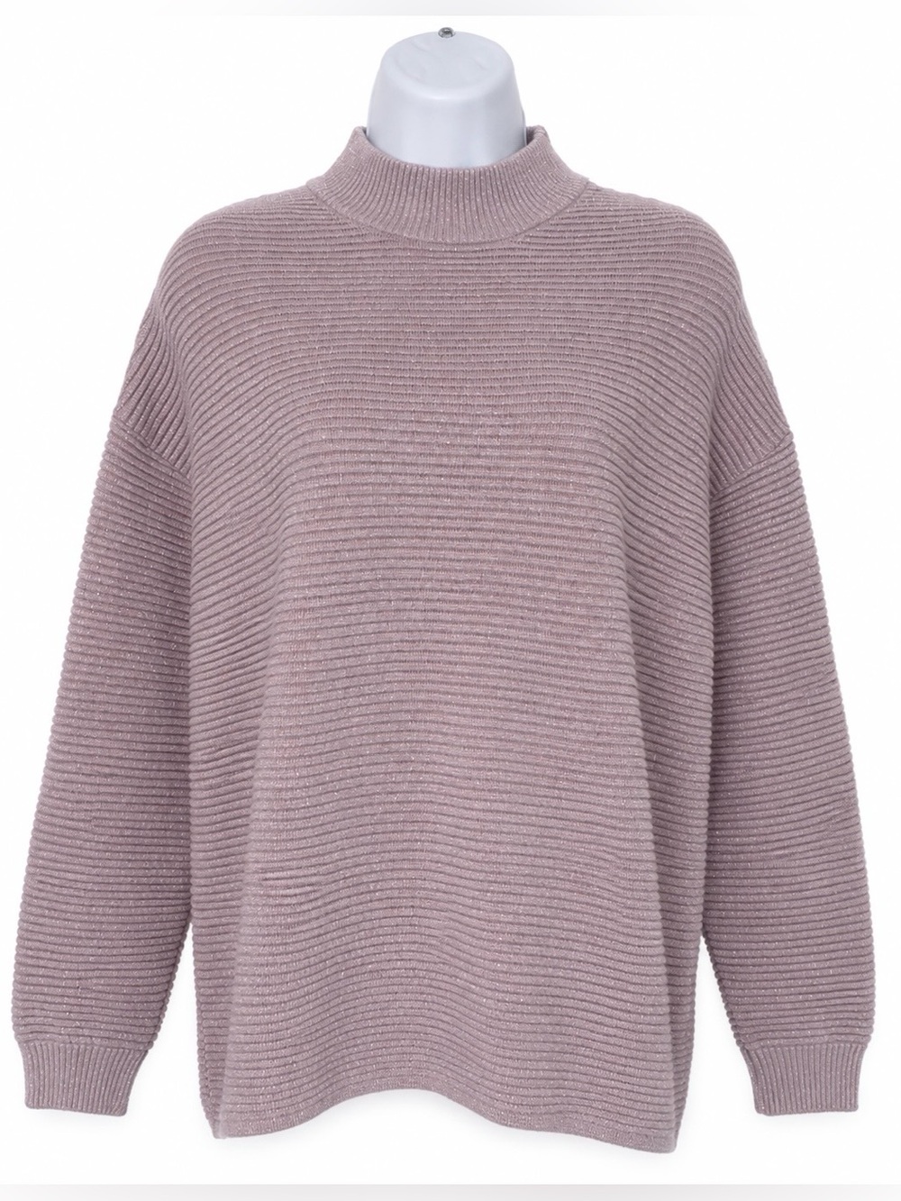 H&M Women’s Dusty Mauve Ribbed Mock Neck Pullover Sweater Size XS